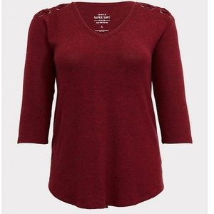 Torrid - SUPER SOFT PLUSH RED LACE-UP TOP
